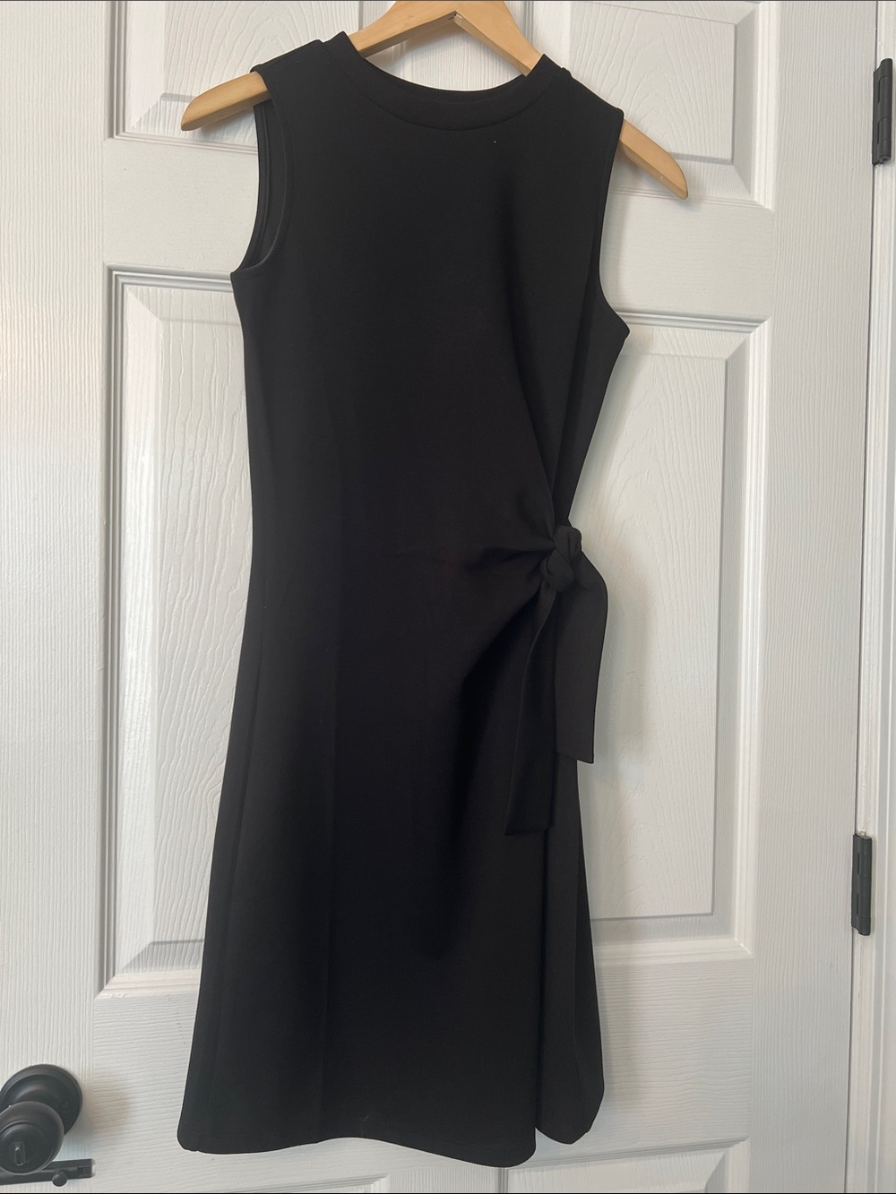 NWT Sleeveless Black Midi Dress with Side Tie